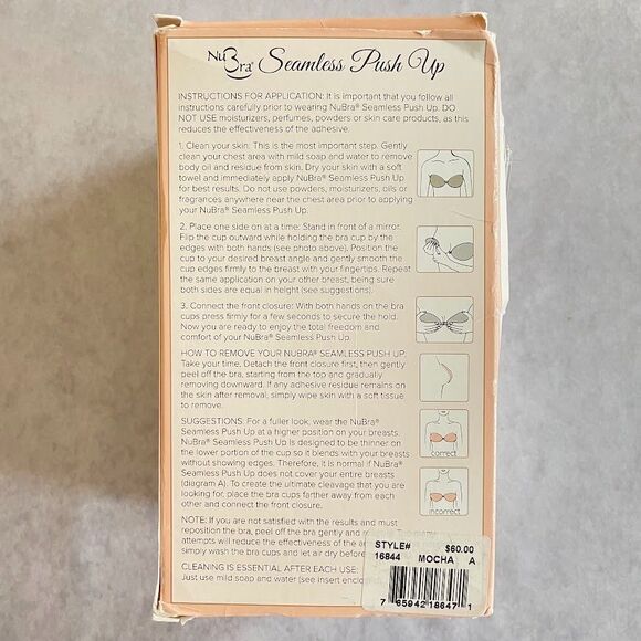 Fashion Forms Nubra Seamless Push Up Bra in Mocha Womens Size A NEW! Damaged Box - Picture 9 of 11